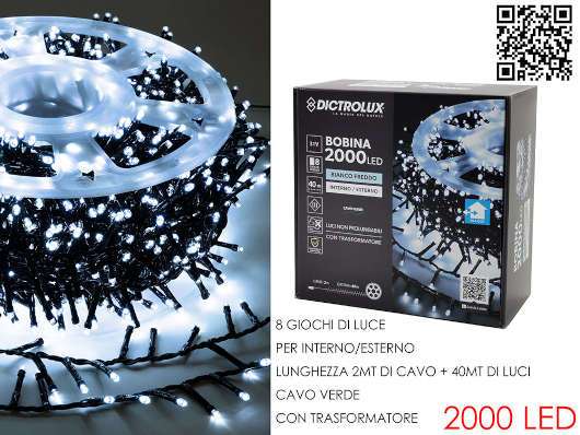 2000 LUCI LED BIANCO GHIACCIO XEST.C/BOB