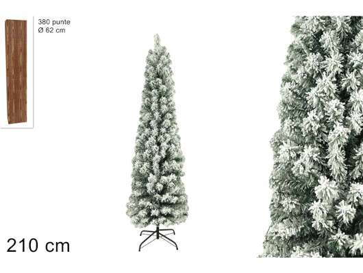 ALBERO DI NATALE SLIM INNEVATO 210 CM 380 PUNTE
