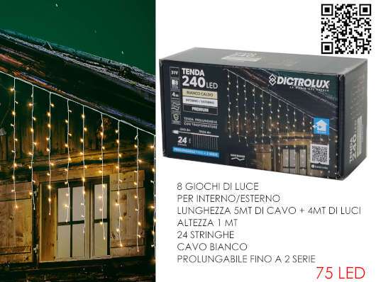 TENDA BIANCO CALDO 4MT X1MT(altezza) CON 240LED