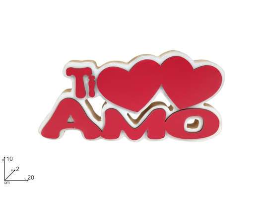 DECORAZIONE SCRITTA IN LEGNO "TI AMO "