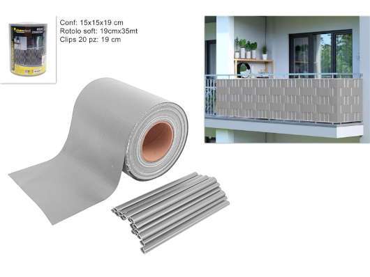ROTOLO PER RECINZIONE (SOFT) 19CMx35MT GRIGIO C/20 CLIPS USFS-